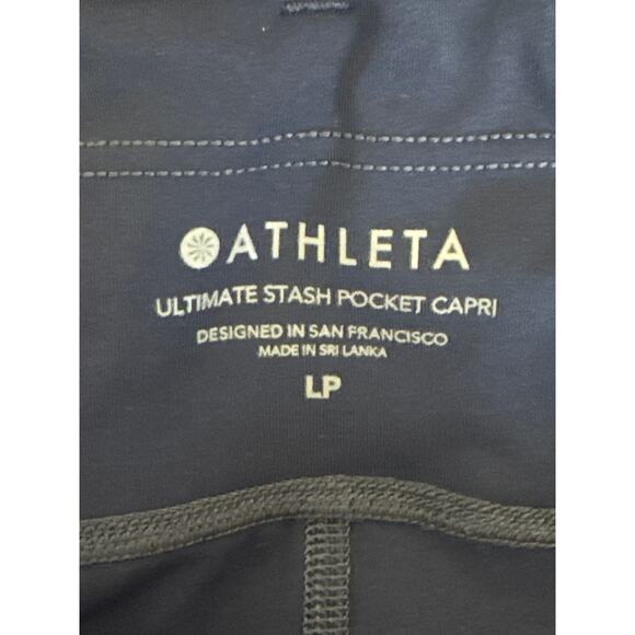Athleta Leggings Ultimate Stash Pocket Capri Navy Blue Athletic Size LP - Picture 5 of 12